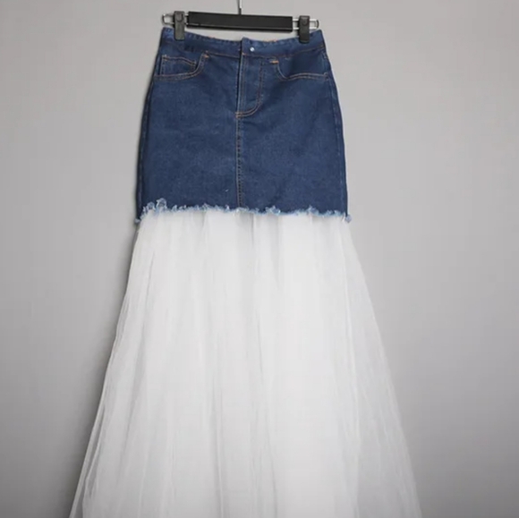 Denim Mini Skirt with Maxi Tutu Tulle - Picture 4 of 8